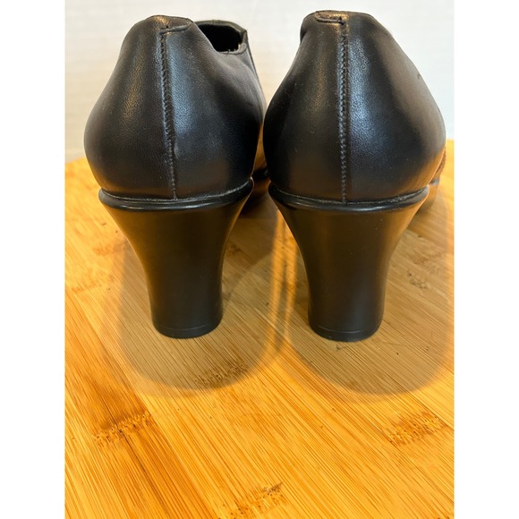 Dansko Women's Black Leather Heeled Shoes Comfortable Slip On Dress Booties - Picture 4 of 8